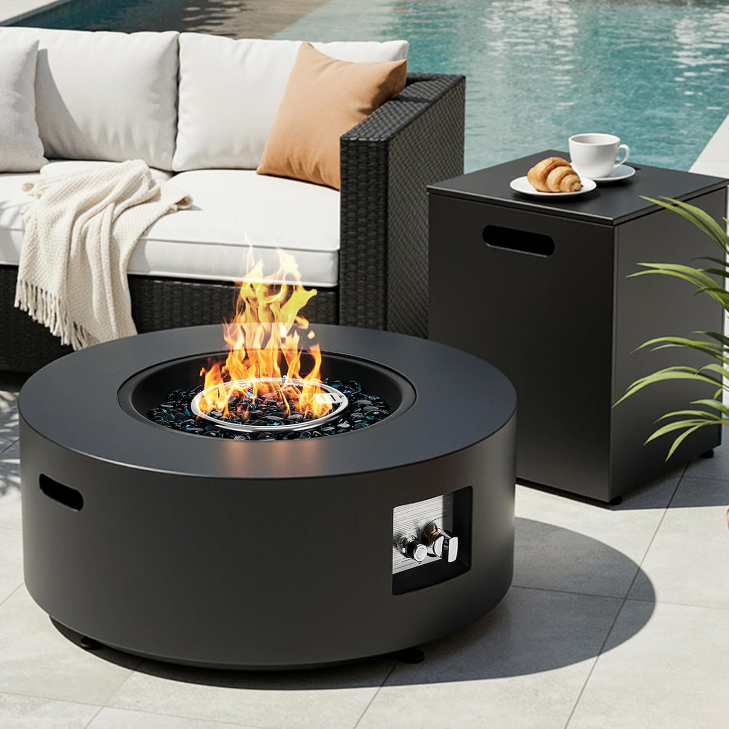 Outdoor Furniture Fire Table - Conjunto de Lareira a Gás Propano