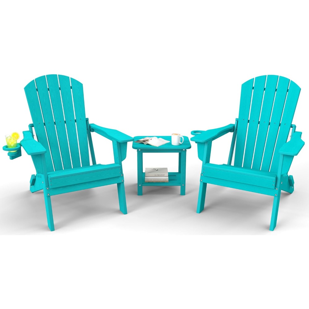 Adirondack Chair Wood - Conjunto de 3 Cadeiras Adirondack Dobráveis