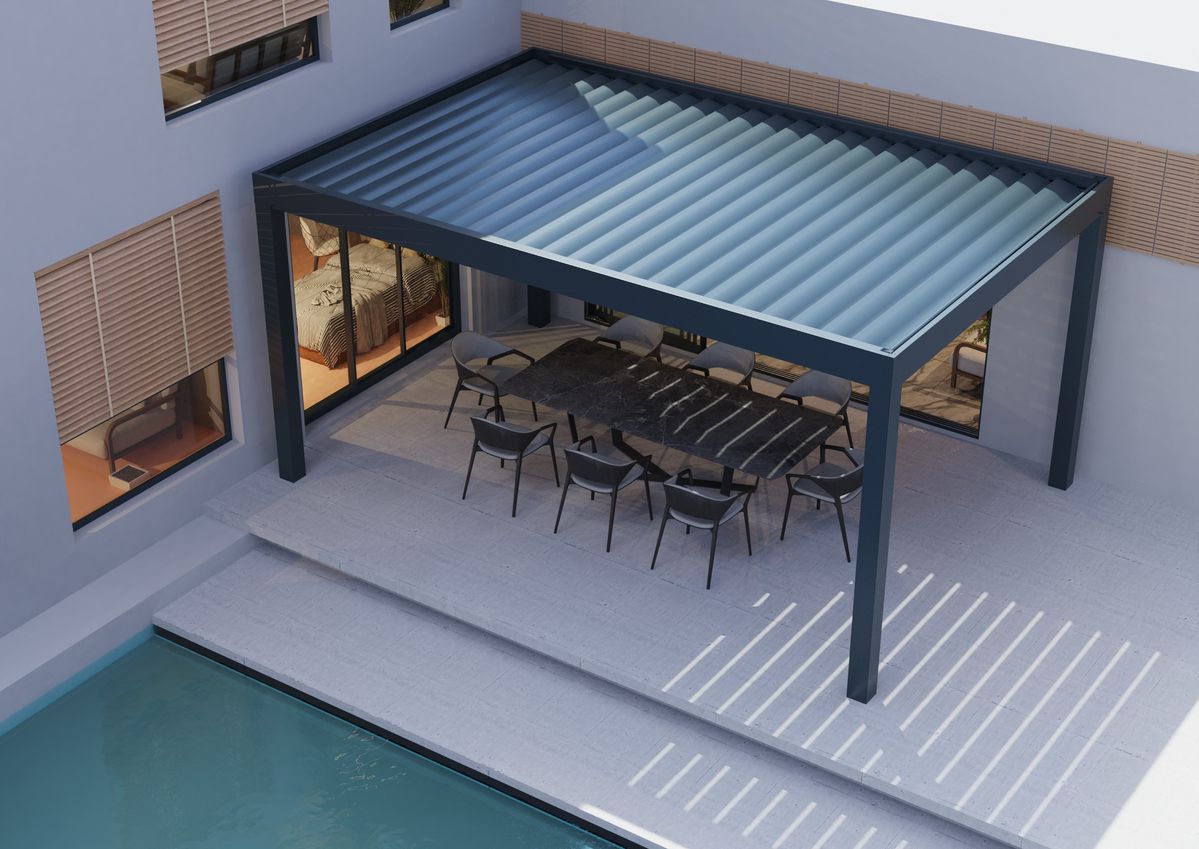 Outdoor Furniture Gazebo - Pavilhão Retangular de Alumínio Acessível para