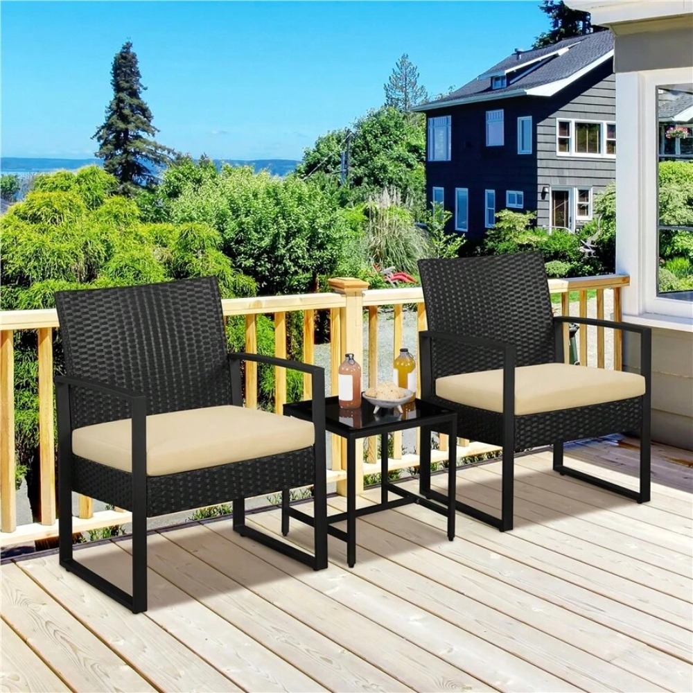 Outdoor Furniture Table And Chairs - Conjunto de Móveis de Vime para