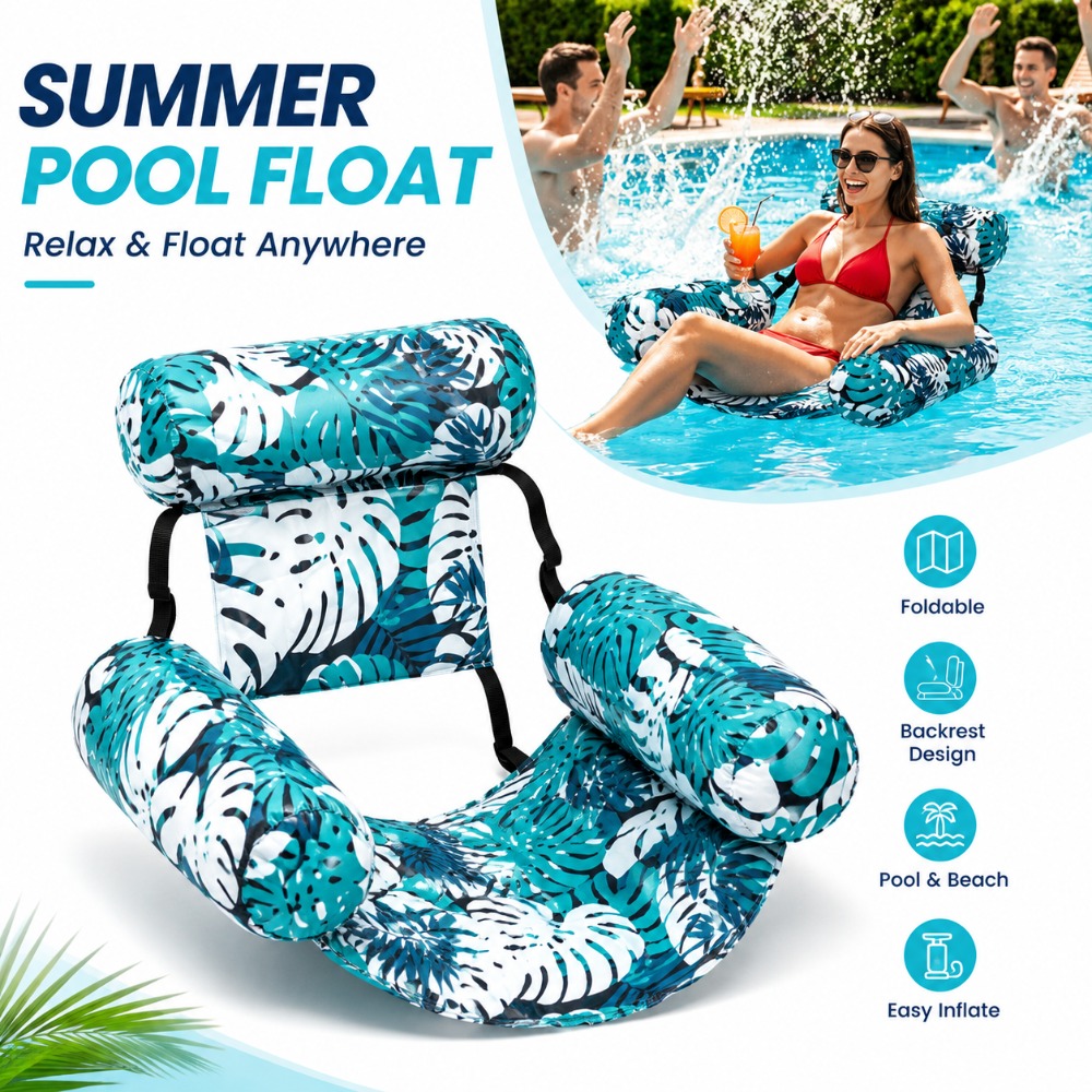 Outdoor Furniture Lounge - Cadeira Inflável Reforçada para Piscina, Assento