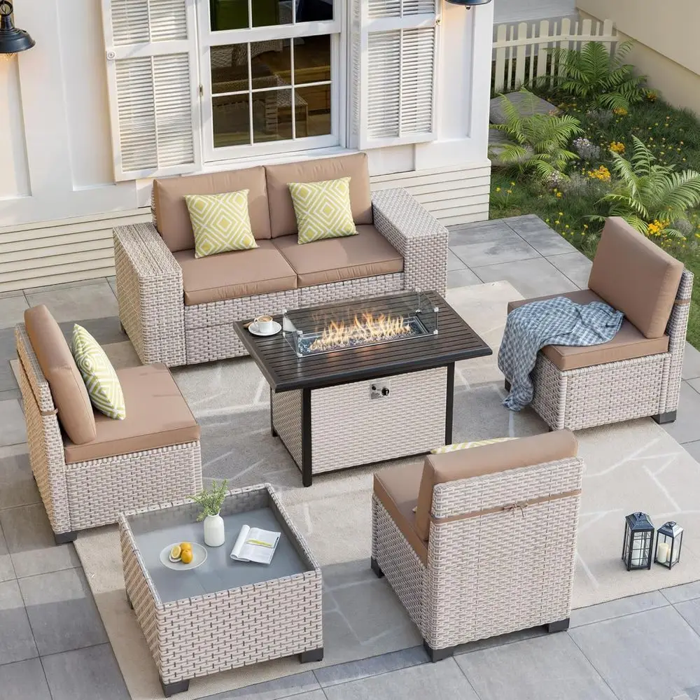 Outdoor Furniture Fire Table - Conjunto de Móveis para Pátio Externo
