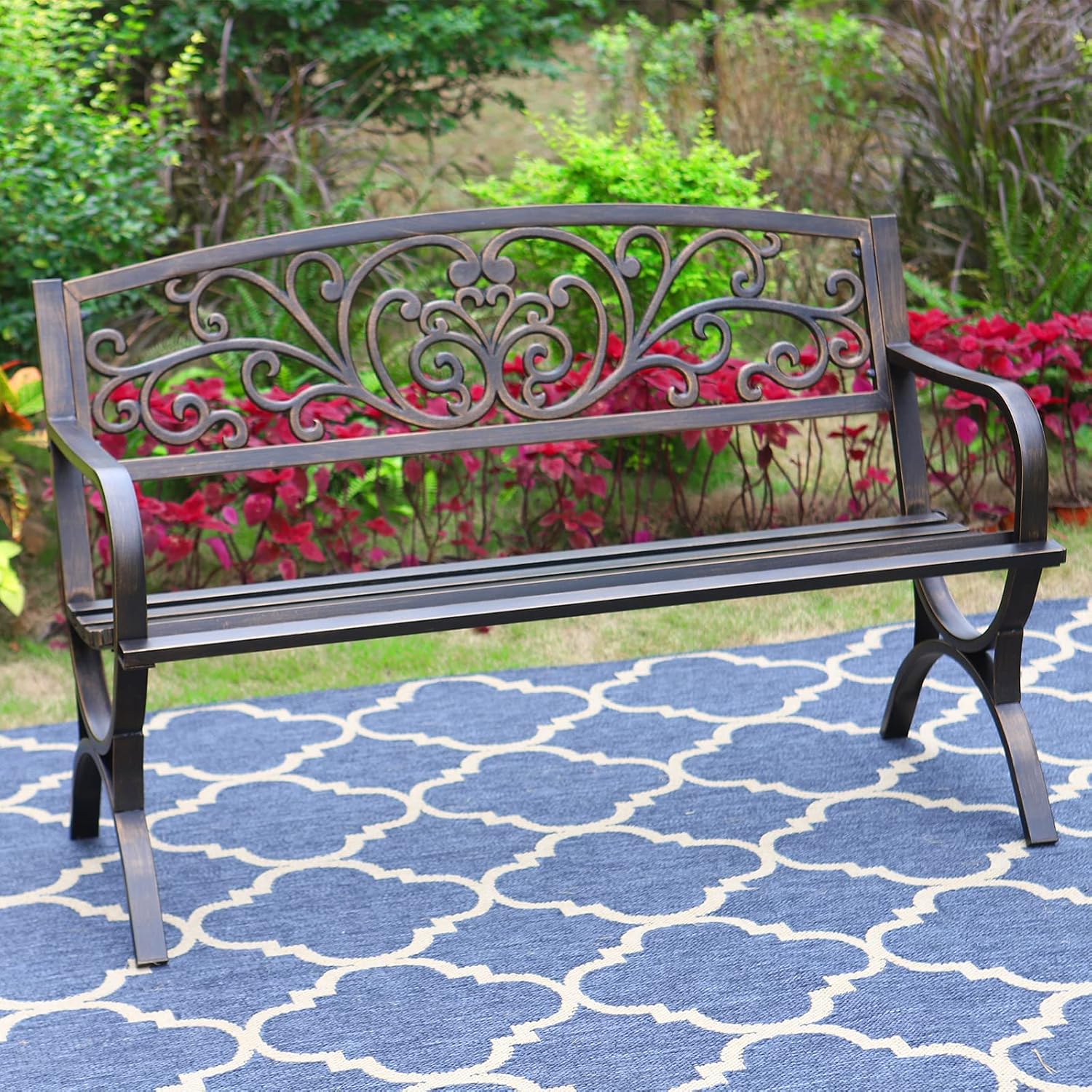 Outdoor Furniture Iron - Banco de Jardim Externo de Bronze