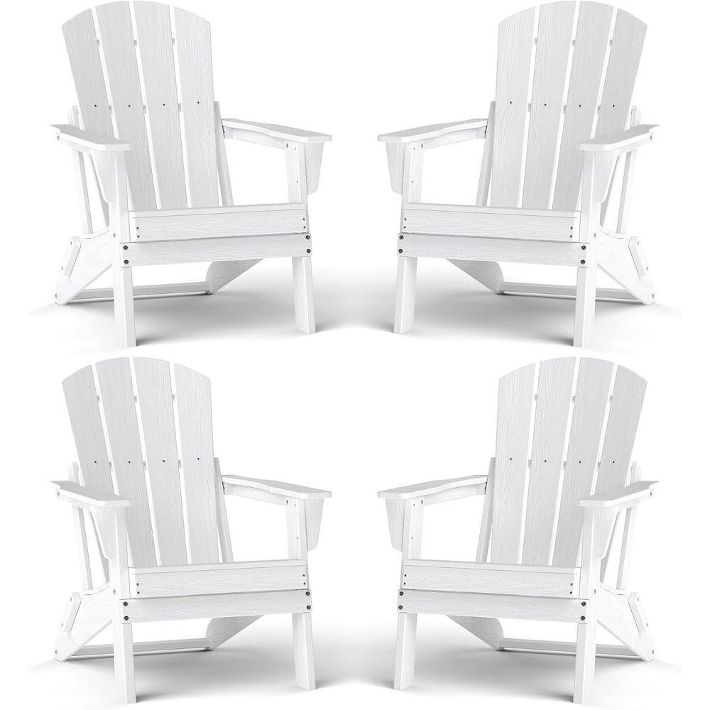 Adirondack Chair Wood - Conjunto de 4 Cadeiras Adirondack Portáteis