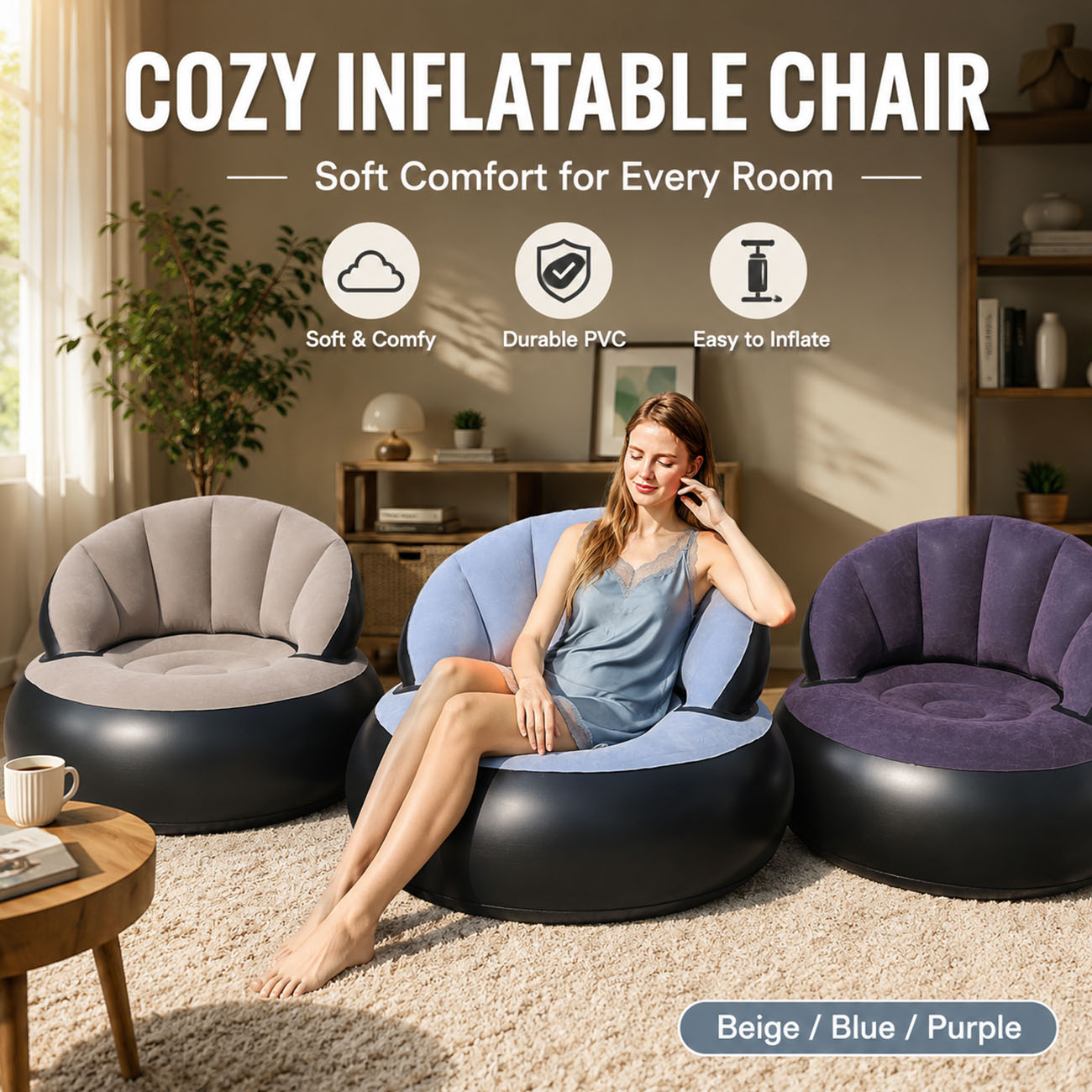 Outdoor Furniture Lounge - Cadeira Inflável para Adultos, Cadeira de