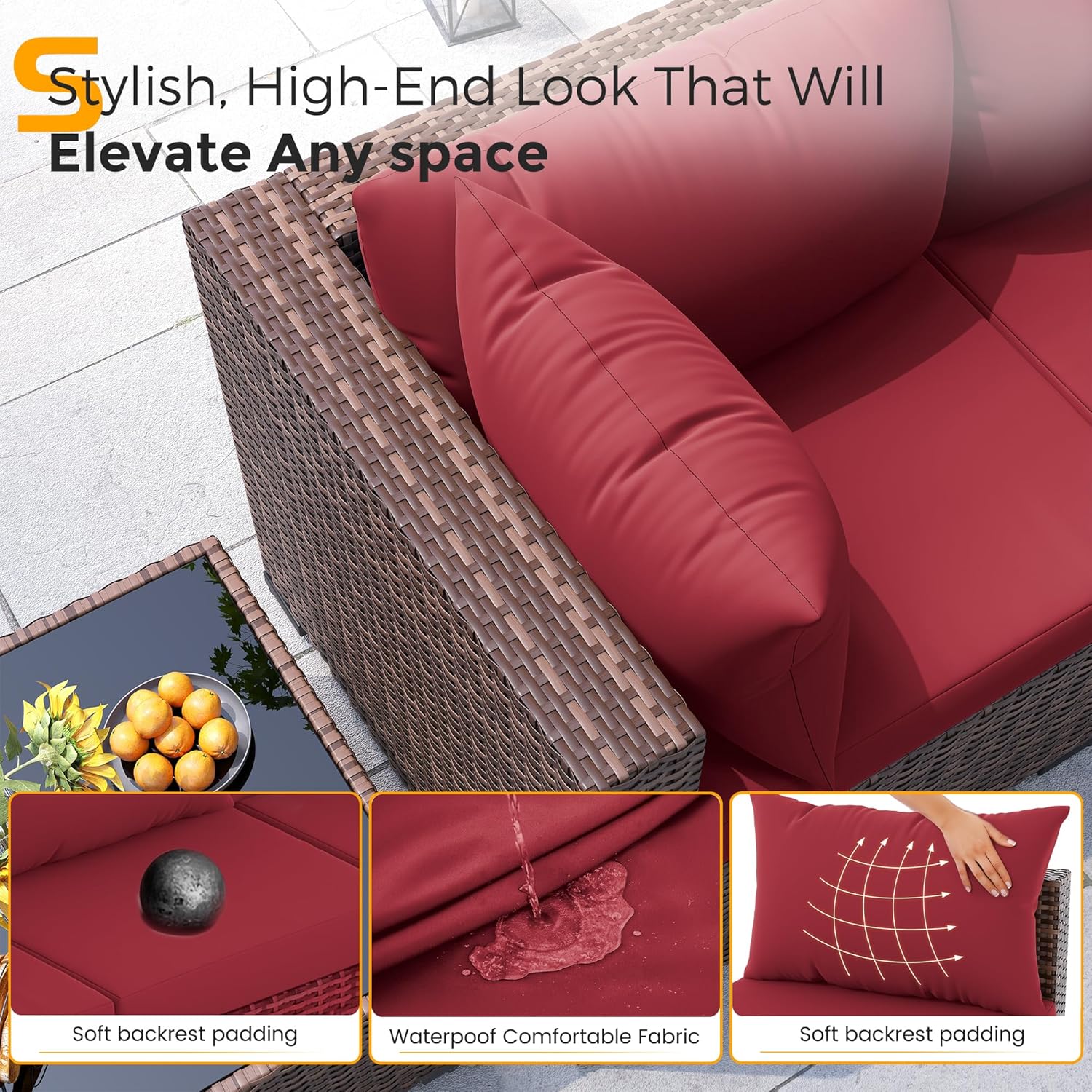 Conjunto de Sofá Seccional de  - Outdoor Furniture Fire Table avaliação e preço